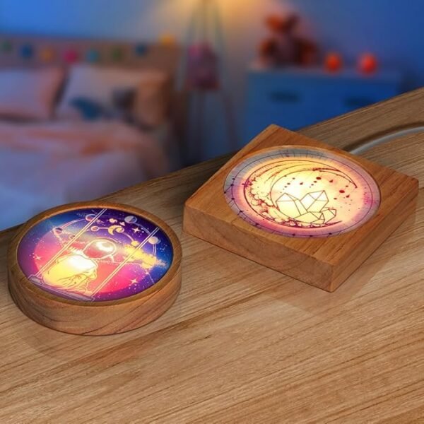 Night Lights Blanks LED Glass Photo Frames Panels White 3.5" Round with Warm Light - Image 2