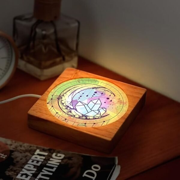 Night Lights Blanks LED Glass Photo Frames Panels White 3.5" Round with Warm Light - Image 3