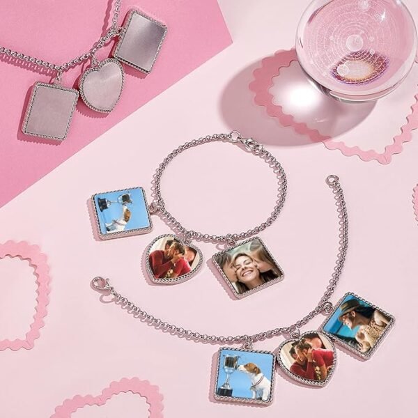 Bracelets Blanks Heat Transfer Bracelet Tray Heart Photo Bezel Square Craft Bezel Setting Blank - Image 3