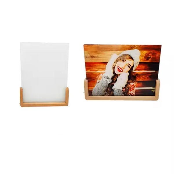 Wooden Base Customized Acrylic Signs Blanks Photo Frame