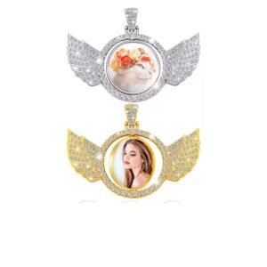 Angel Necklace with Wings Personalized Blank Round Necklace