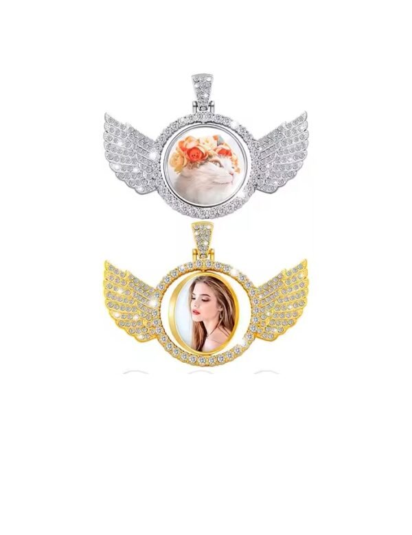 Angel Necklace with Wings Personalized Blank Round Necklace