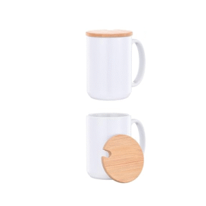 Mugs 15 oz with Bamboo Lid Ceramic Coffee Cup - print