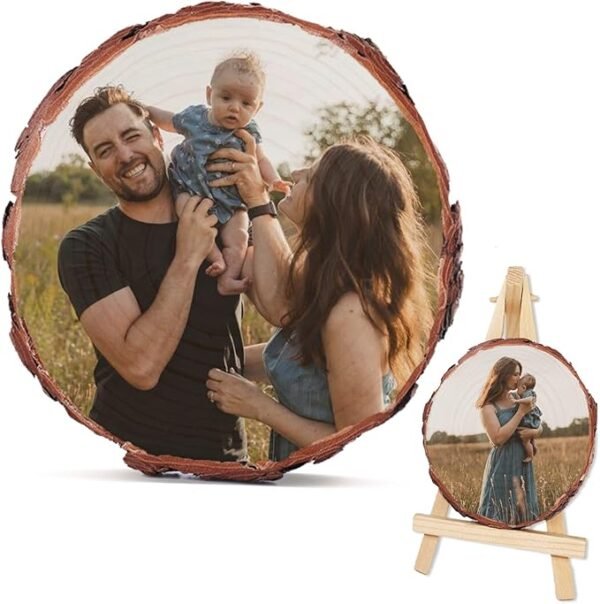 Personalized Photo Wood Slice Custom Engraved Picture Text Frame Tree Wooden Crafts for Valentine's Day Anniversary Birthday Wedding Gift - Image 4