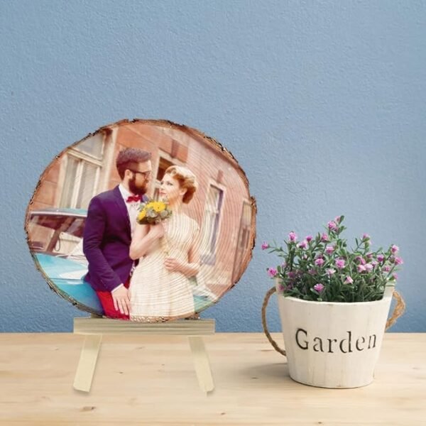 Personalized Photo Wood Slice Custom Engraved Picture Text Frame Tree Wooden Crafts for Valentine's Day Anniversary Birthday Wedding Gift - Image 2