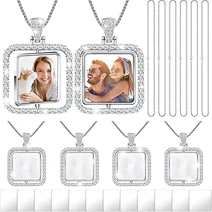 Diamond Square necklace double side photos